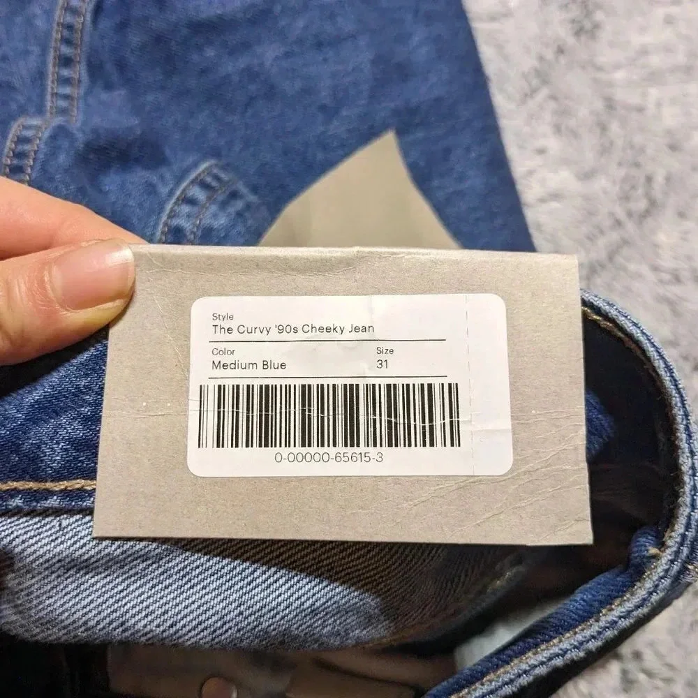 NEW Everlane Blue Curvy 90’s Cheeky Jean Straight High Rise Size 31